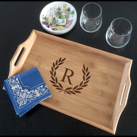 “A” Monogrammed Serving Tray - Picture 1 of 3